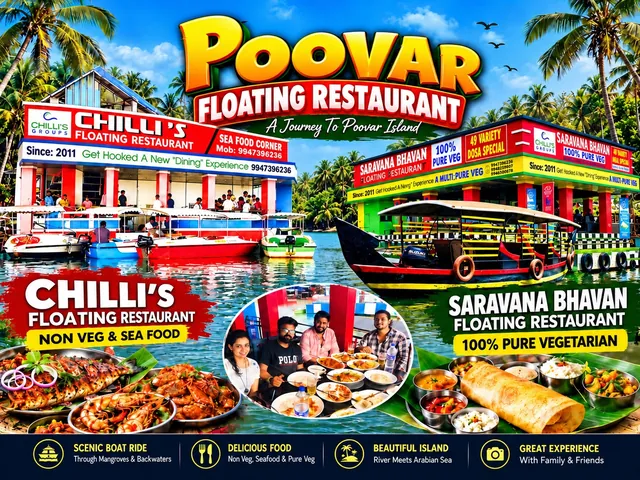 Poovar Boating Lunch Cruise – lunch at Chilli's (non-veg & seafood) or Saravana Bhavan (pure veg) floating restaurant