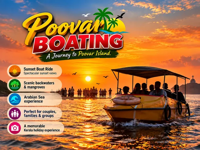Sunset boat ride on the Poovar backwaters near the golden sand beach – Poovar Boating Sunset Cruise